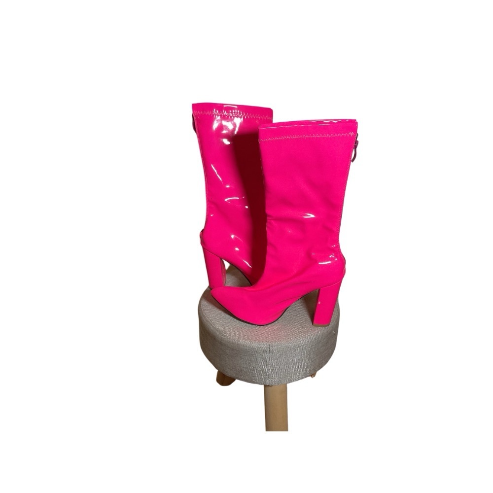 Electric Hot Pink Mid Calf Go-Go Boots